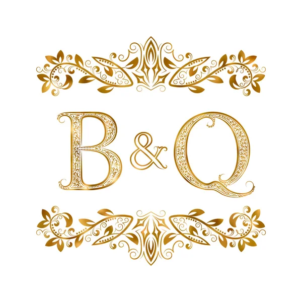 B&Q vintage initials logo symbol. — Stock Vector