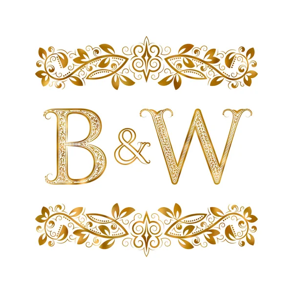 B&W vintage initials logo symbol. — Stock Vector