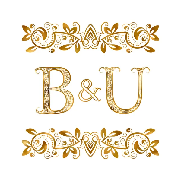 B&U Vintage initialen logo symbool. — Stockvector