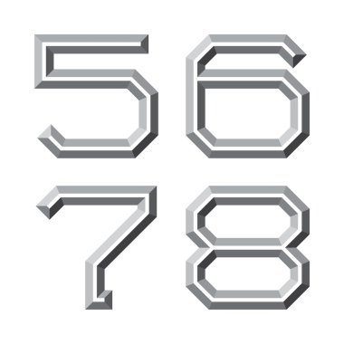 Beş, altı, yedi, sekiz gri yüzlü numaralar.