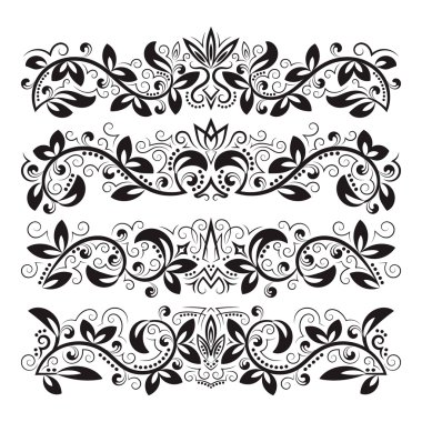 Dekoratif-süsleme elementler tasarlayın. Vintage başlık dekorasyon seti.