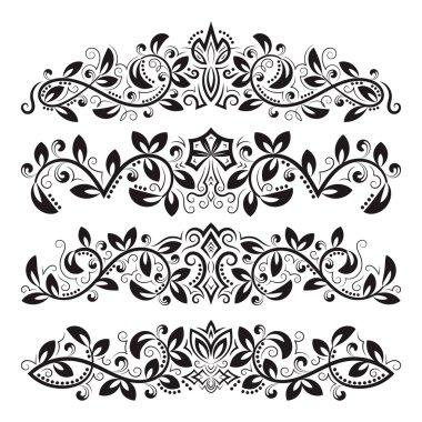 Dekoratif-süsleme elementler tasarlayın. Vintage başlık dekorasyon seti. 