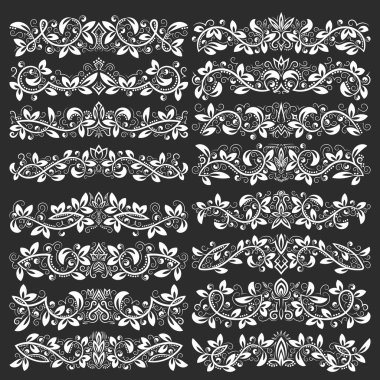 Design ornamental elements. Vintage headline decorations big set clipart