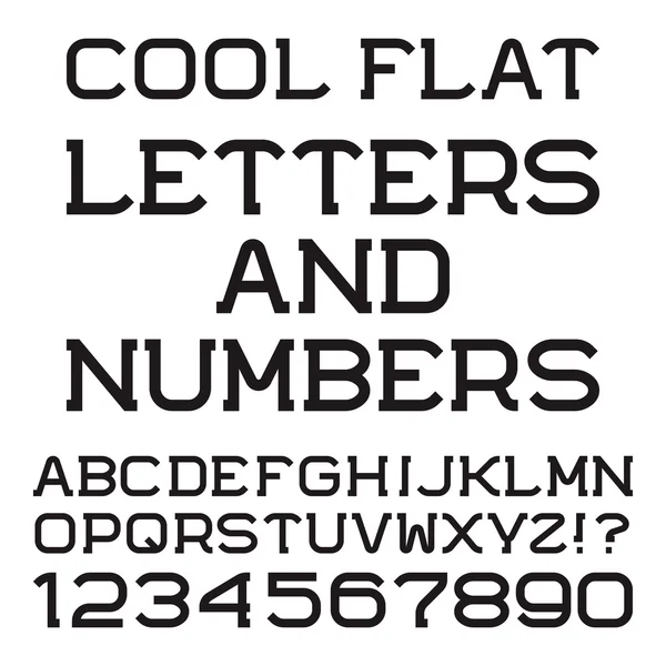 Letras y números negros. Cool flat fuente . — Vector de stock