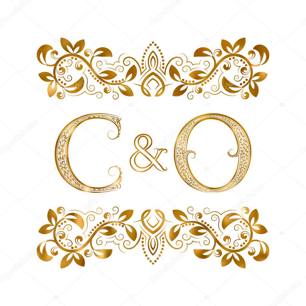C&O vintage initials logo symbol. The letters are surrounded by ornamental elements. 