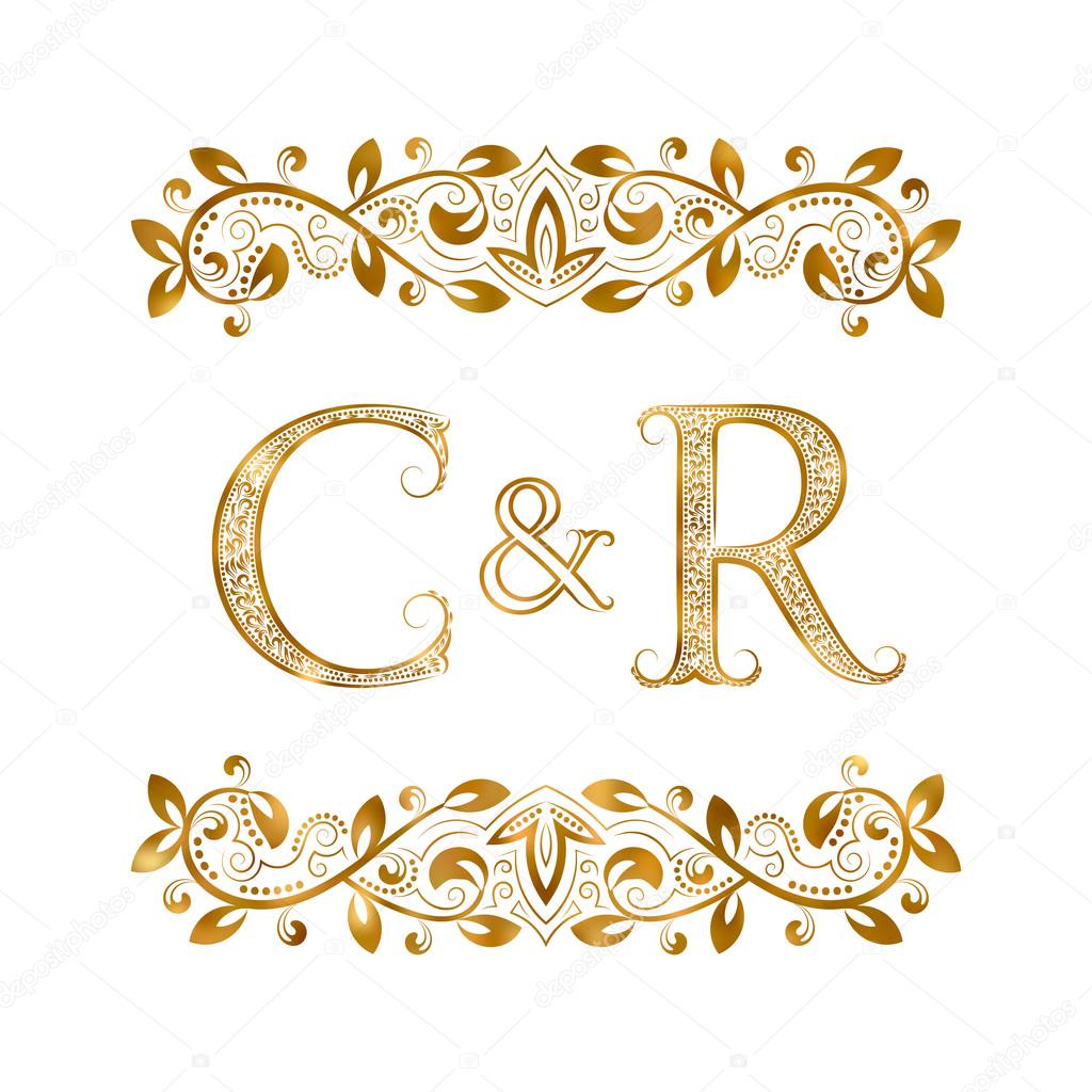 C&R vintage initials logo symbol. The letters are surrounded by ornamental elements. 