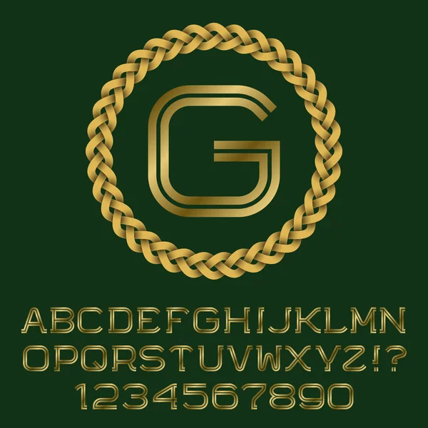 Letras e números de ouro de linha dupla com monograma inicial G. Fonte bonita para design de logotipo . — Vetor de Stock