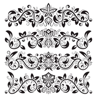 Dekoratif-süsleme elementler tasarlayın. Vintage başlık dekorasyon seti.