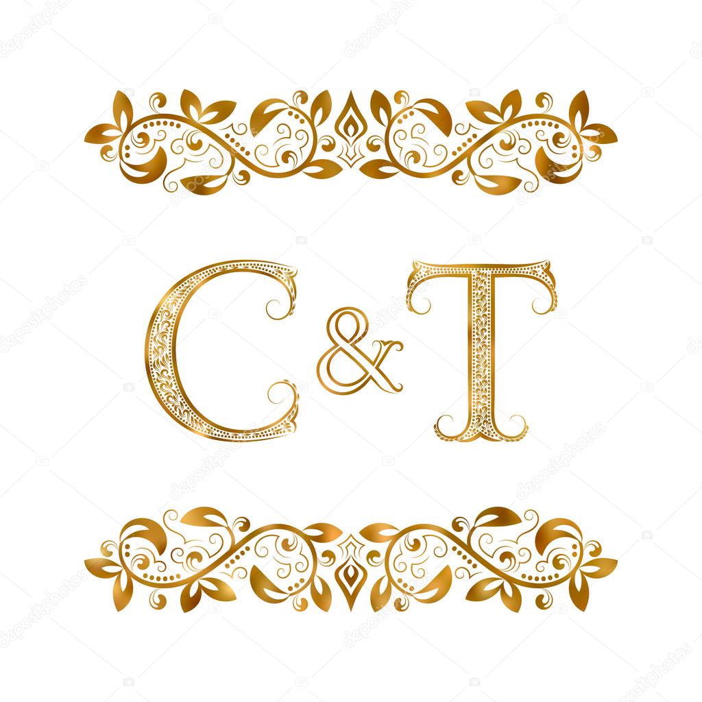 C&T vintage initials logo symbol. The letters are surrounded by ornamental elements. 