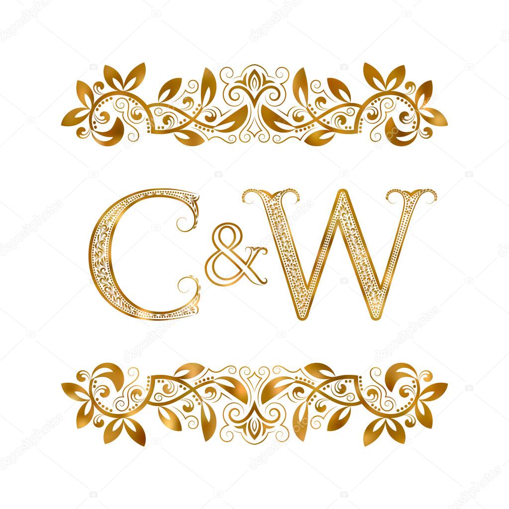 C&W vintage initials logo symbol. The letters are surrounded by ornamental elements. 