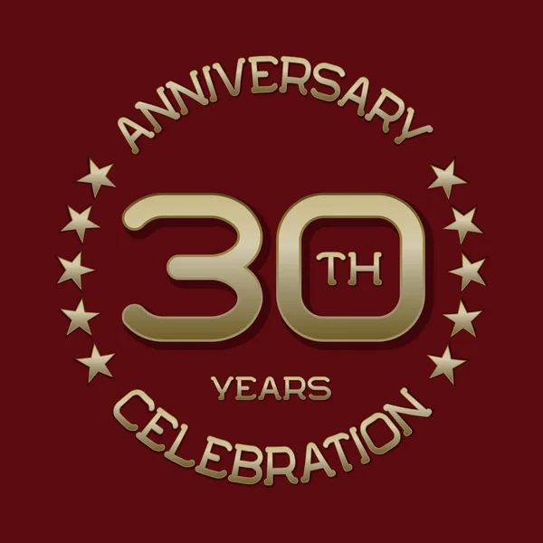 30. výročí oslav logo symbol. Zlatý kruhový znak — Stockový vektor