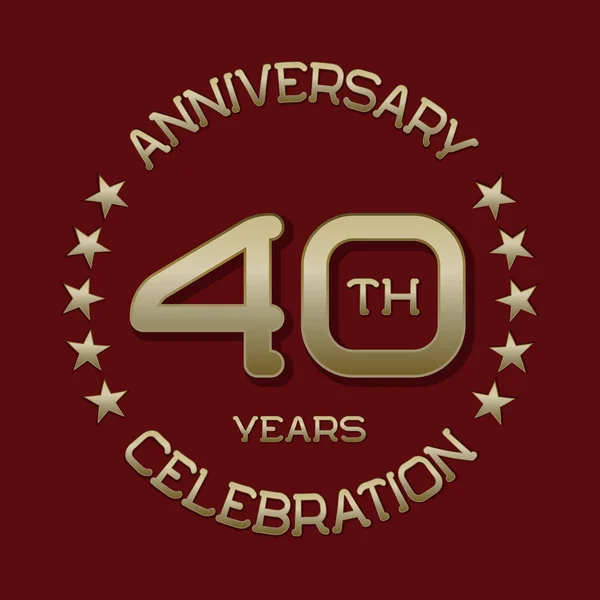 Símbolo do logotipo celebração aniversário 40. emblema circular dourado —  Vetores de Stock