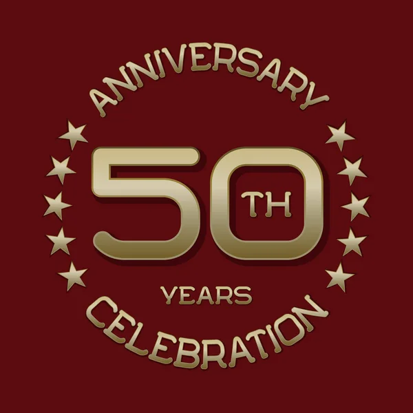50th anniversary celebration logo symbol. Golden circular emblem — Stock Vector