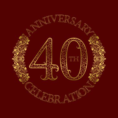 40th anniversary celebration vintage patterned logo symbol. clipart
