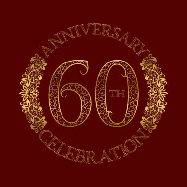 60 yıldönümü kutlama vintage logo sembol desenli.