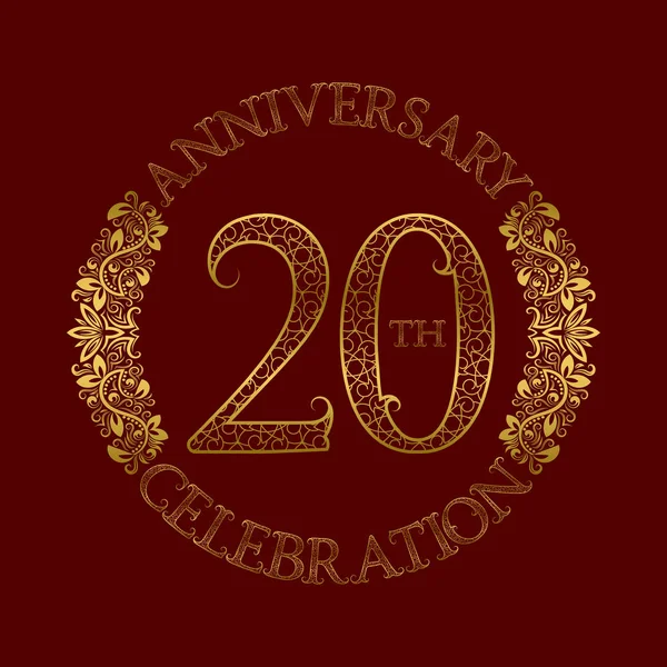 20th évforduló ünneplés vintage mintás logo szimbólum. — Stock Vector