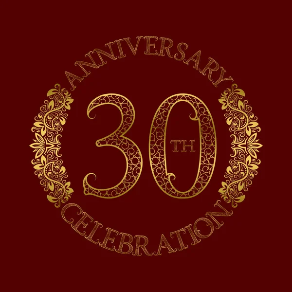 30th anniversary celebration vintage mönstrad logotyp symbol. — Stock vektor