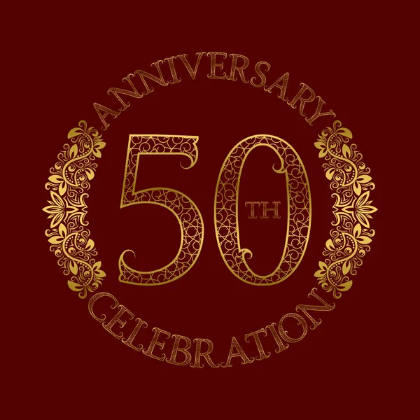 50e anniversaire célébration vintage motif logo symbole . — Image vectorielle