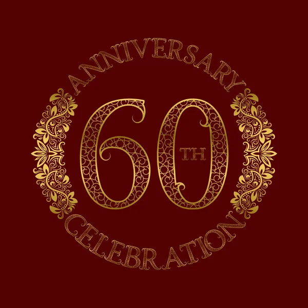 60-річчя святкування вінтажного логотипу . — стоковий вектор