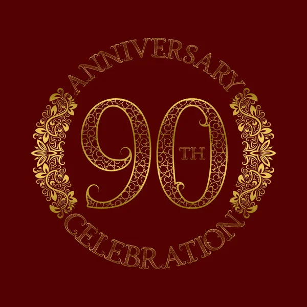 90η επέτειος εορτασμού vintage λογότυπο μοτίβο σύμβολο. — Διανυσματικό Αρχείο