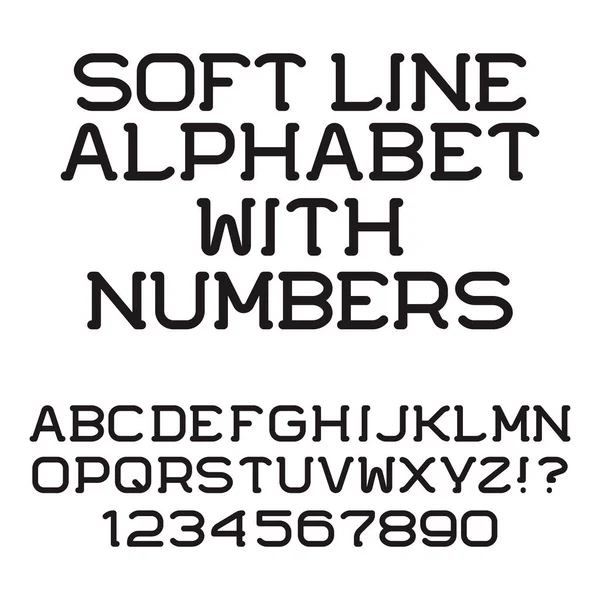 Lettere e numeri neri. Caratteri linea morbida. alfabeto inglese isolato con cifre . — Vettoriale Stock