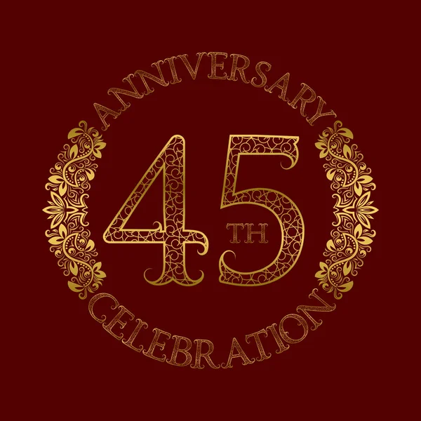 45ste verjaardag viering vintage patroon logo symbool. — Stockvector