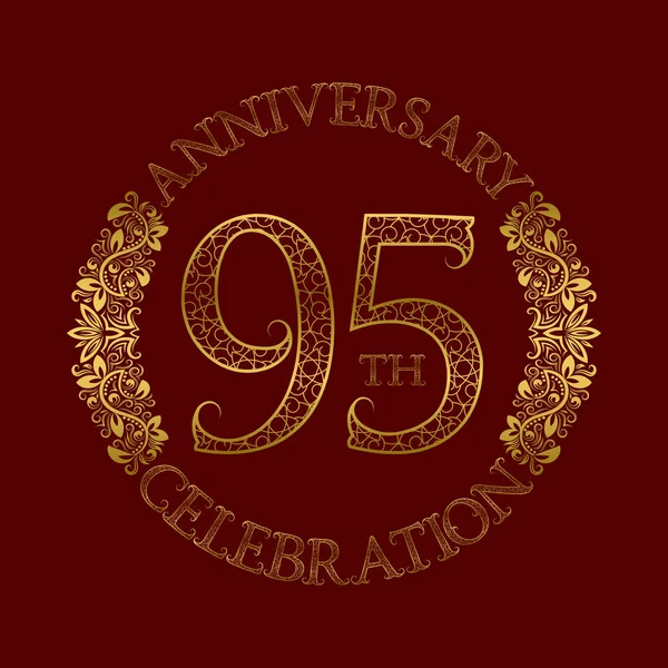 95 yıldönümü kutlama vintage logo sembol desenli. — Stok Vektör
