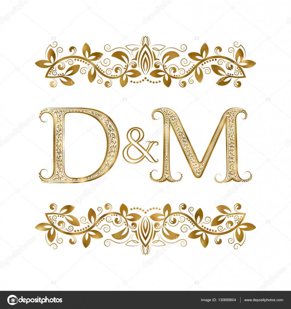 A&D Initial logo. Ornament ampersand monogram golden logo Stock