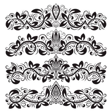 Dekoratif-süsleme elementler tasarlayın. Vintage başlık dekorasyon seti.