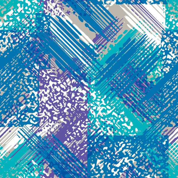 Abstrakte Grunge nahtlose chaotische Muster mit Pinselstrichen. Städtische Wintercamouflage. — Stockvektor