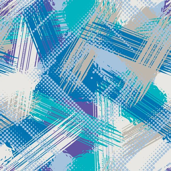 Abstracte grunge naadloze chaotische patroon met penseelstreken. Stedelijke winter camouflage patroon. — Stockvector