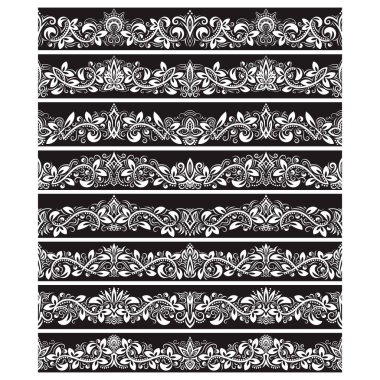 Oluşturma vektör fırçalar için siyah beyaz vintage öğeler. Çerçeve tasarım ve sayfa süslemeleri için Kenarlıklar şablonları seti.