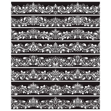 Oluşturma vektör fırçalar için siyah beyaz vintage öğeler. Çerçeve tasarım ve sayfa süslemeleri için Kenarlıklar şablonları seti.