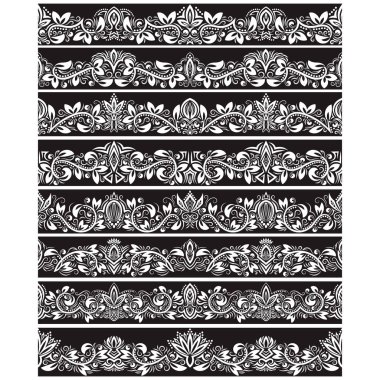 Oluşturma vektör fırçalar için siyah beyaz vintage öğeler. Çerçeve tasarım ve sayfa süslemeleri için Kenarlıklar şablonları seti.