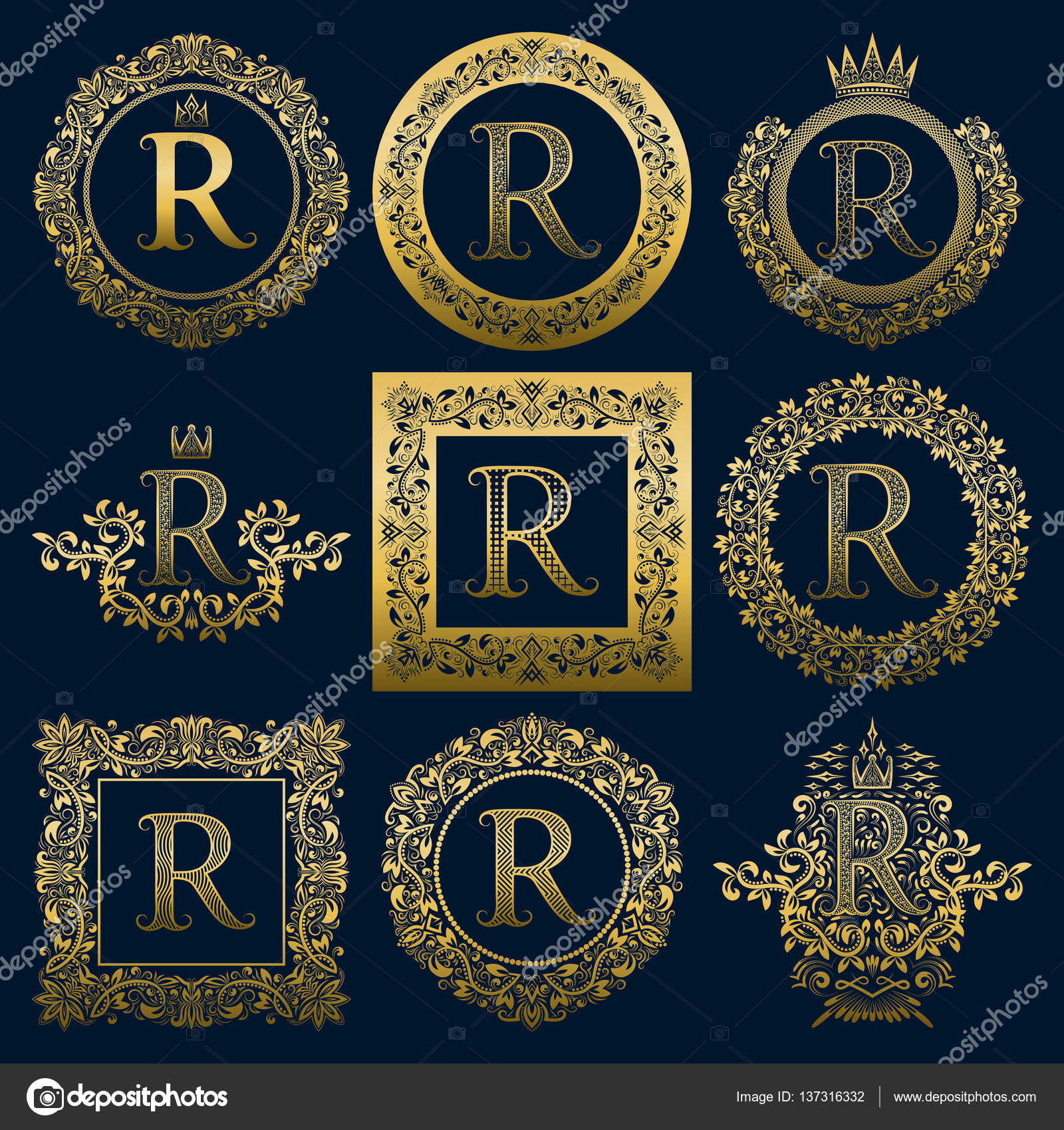 Download Monogram Alphabet R Vintage Svg SVG File