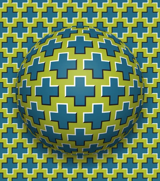 Cruces bola modelada rodando a lo largo de la misma superficie. Ilustración abstracta de ilusión óptica vectorial. Fondo de movimiento y azulejo de fondo de pantalla sin costuras . — Vector de stock