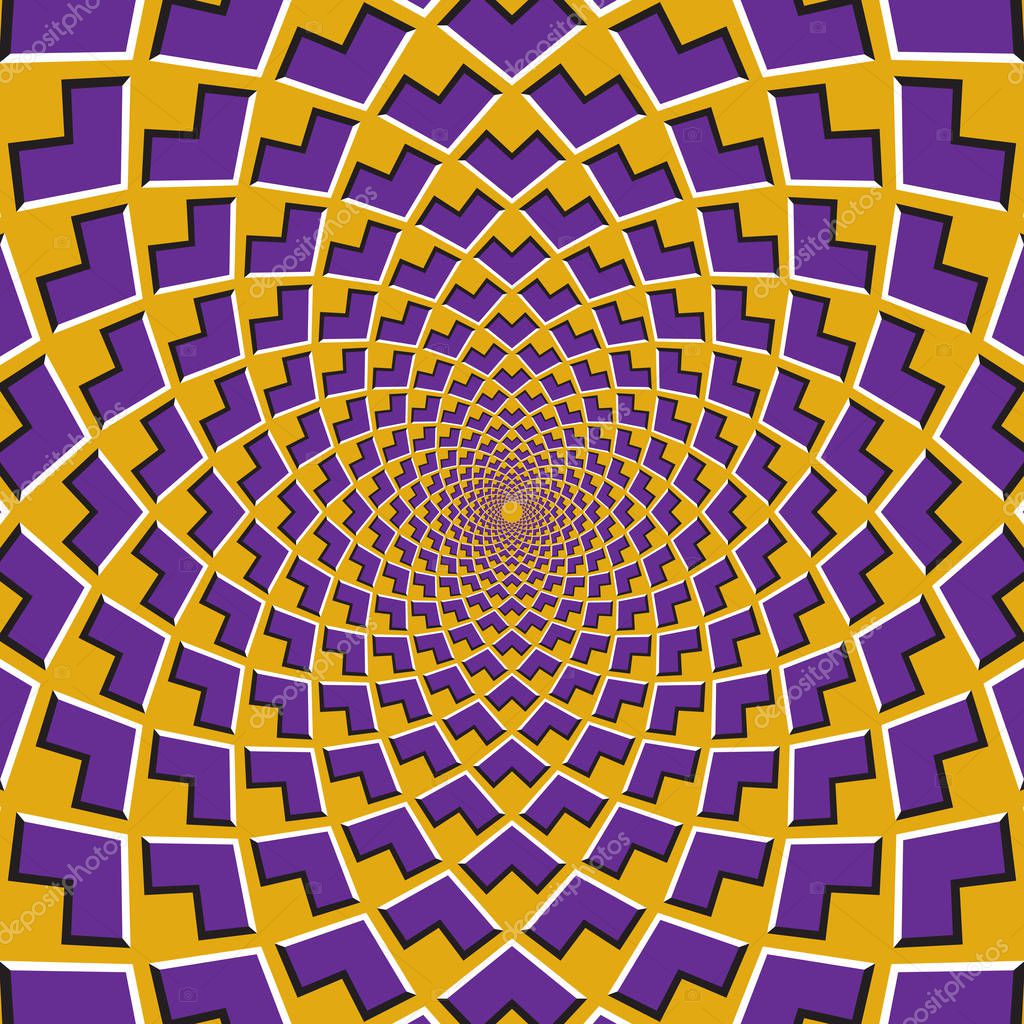 Optical motion illusion background. Purple corners flock together ...