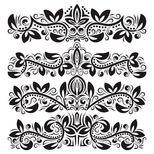 Ornate decorative ornaments. Design ornamental elements. Vintage headline decorations set. Floral tattoo in baroque style. — Stock Vector