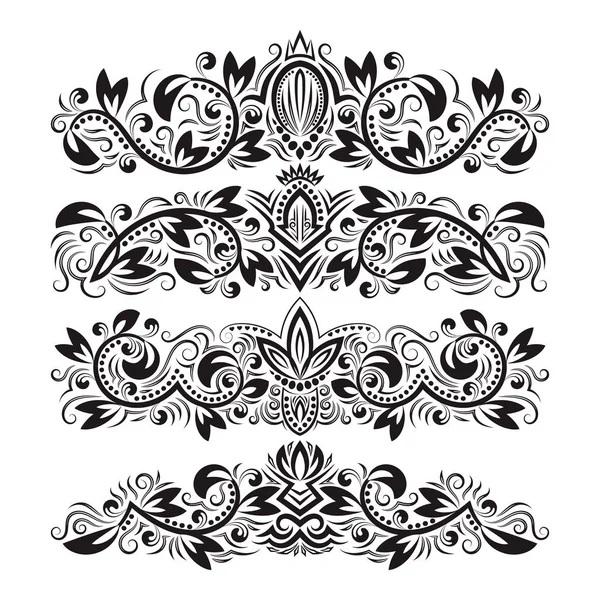Ornamenti decorativi ornati. Elementi ornamentali di design. Decorazioni da prima pagina vintage. Tatuaggio floreale in stile barocco . — Vettoriale Stock