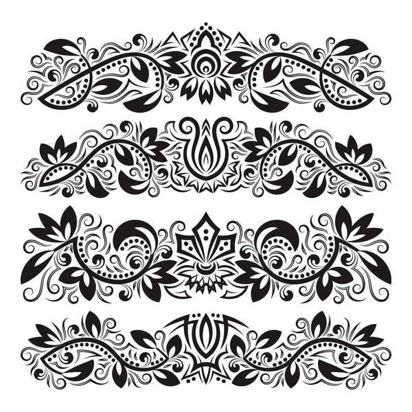 Süslü dekoratif süsler. Dekoratif-süsleme elementler tasarlayın. Vintage başlık dekorasyon ayarlayın. Barok tarzı çiçek dövme.