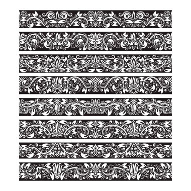 Oluşturma vektör fırçalar için siyah beyaz vintage öğeler. Çerçeve tasarım ve sayfa süslemeleri için Kenarlıklar şablonları seti.