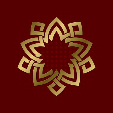 Beş sivri pleksus kutsal geometrik sembolü. Altın mandala logosu