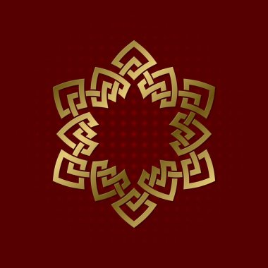 Altı sivri pleksus kutsal geometrik sembolü. Altın mandala logo çerçeve