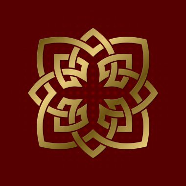 Sekiz yaprakları pleksus kutsal geometrik sembolü. Altın mandala logosu