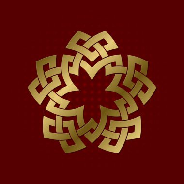 Beş sivri pleksus kutsal geometrik sembolü. Altın mandala logosu