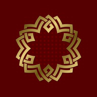 Altı sivri pleksus kutsal geometrik sembolü. Altın mandala logo çerçeve