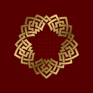 Beş sivri pleksus kutsal geometrik sembolü. Altın mandala logosu
