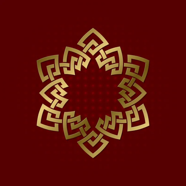 Sacred geometric symbol of six pointed plexus. Golden mandala logo frame — Stock Vector