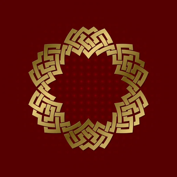 六枚の花弁神経叢の神聖な幾何学的な記号です。黄金マンダラ ロゴ フレーム — ストックベクタ