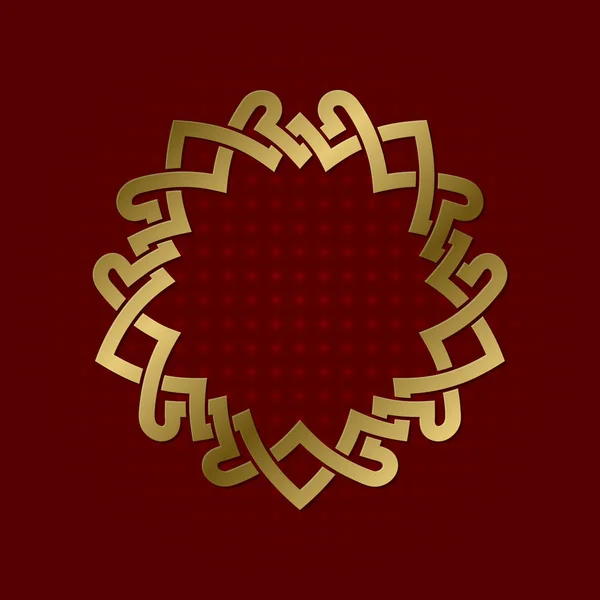 Heliga geometriska symbol för fem spetsiga plexus. Gyllene mandala logo frame — Stock vektor